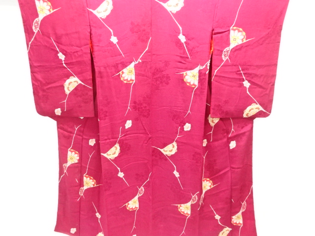 JAPANESE KIMONO / ANTIQUE KIMONO / SILK / MON KINSHA / FLOWER